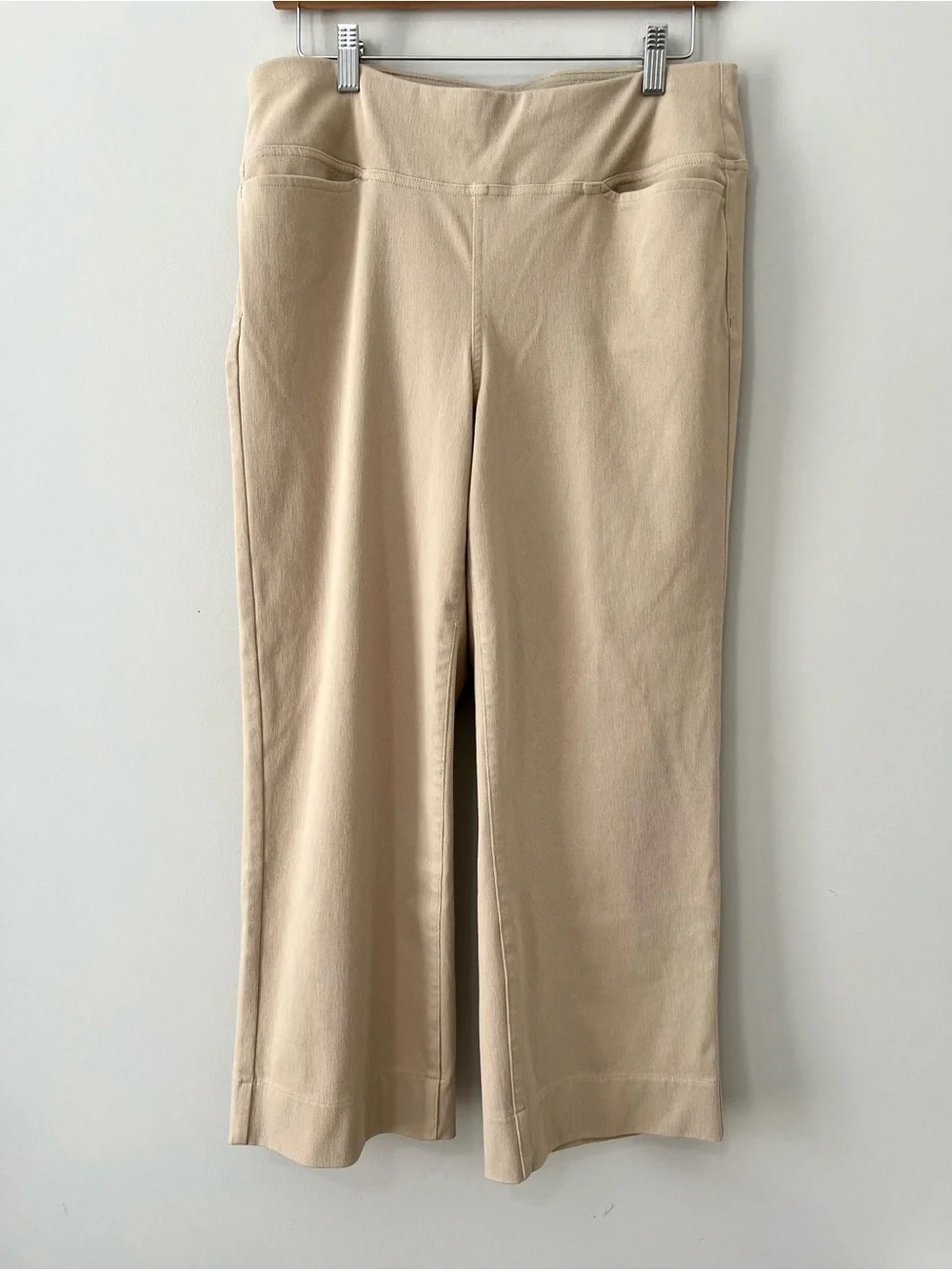 J.Jill Wearever Smooth-Fit Cropped Knit Pull On Jeans Pants Cashew Tan Size M